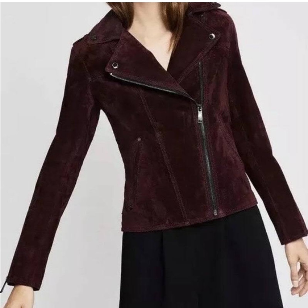 BCBGeneration Peplum Moto Jacket Burgundy